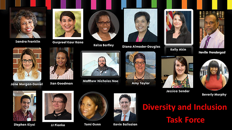 Diversity and Inclusion Task Force (DITF) members shown in a PowerPoint slide by Beverly Murphy, AHIP, FMLA